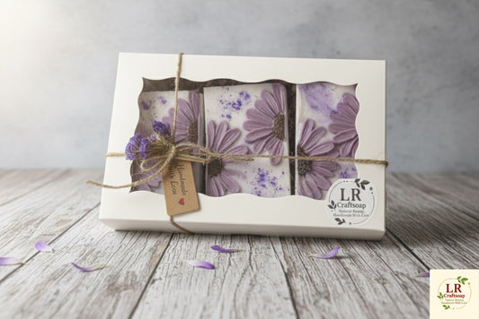 Handcrafted Floral Soap Gift Set – Lavender (Set of 3)