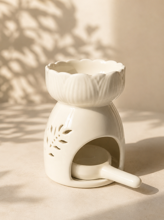 Lotus Ceramic Wax Warmer  + 3 Tea Lights