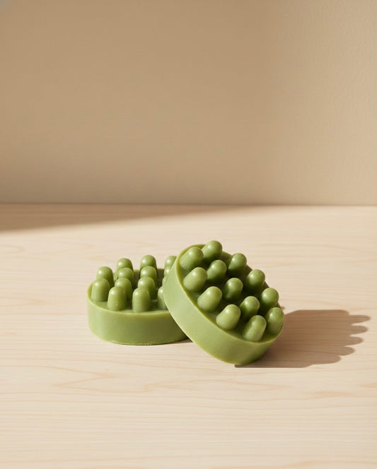 Cucumber and aloe soap bar with holiday poinsettia on spa stones.”