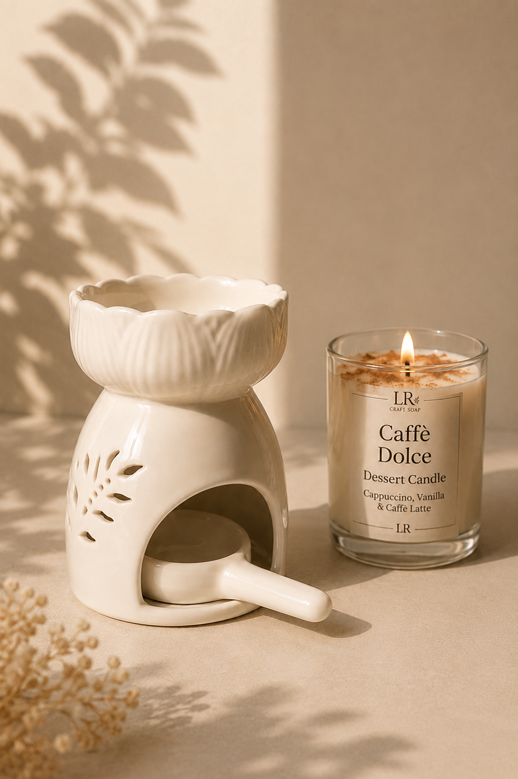 Lotus Ceramic Wax Warmer  + 3 Tea Lights