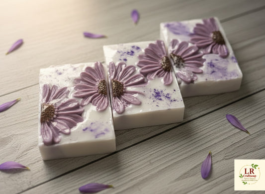 Handcrafted Floral Soap Gift Set – Lavender (Set of 3)