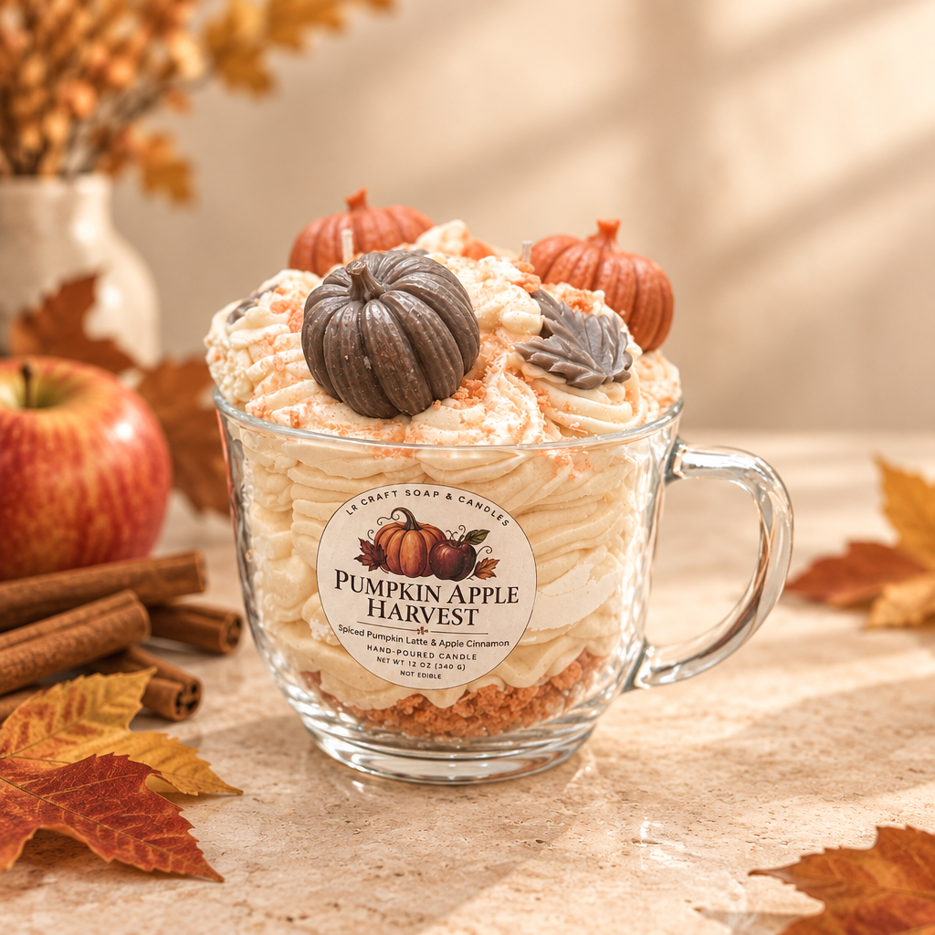 Pumpkin Apple Harvest handmade fall candle by LR Craft Soap & Candles